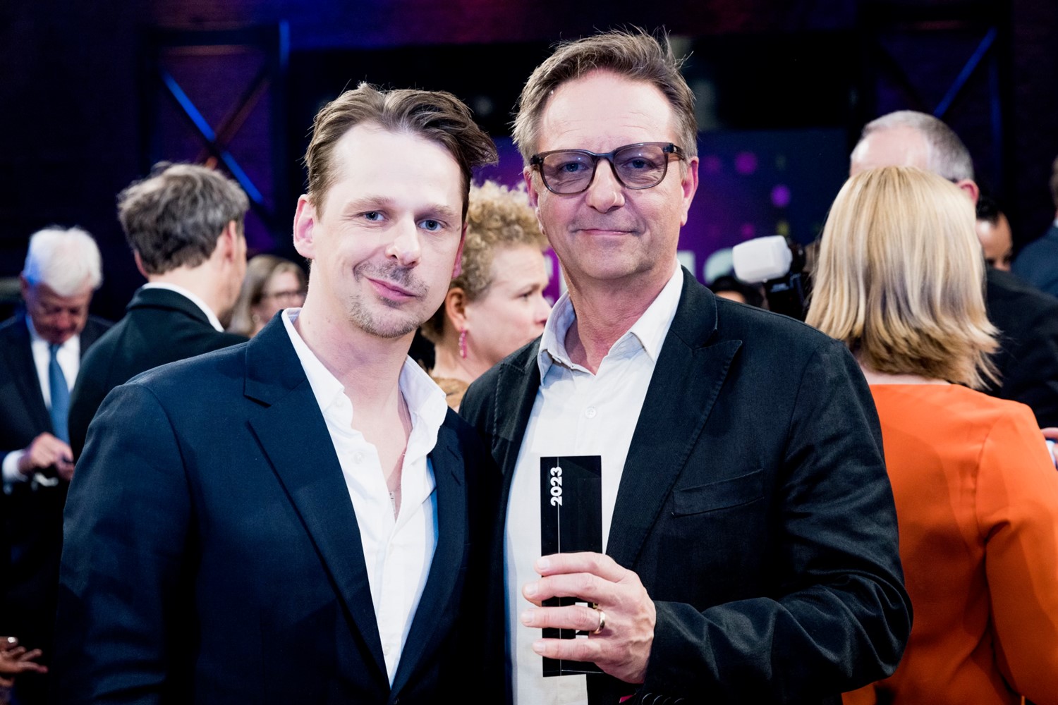 Actor Peter Viitanen and producer Patrick Ryborn accepts CIVIS Media Prize for The Lost.